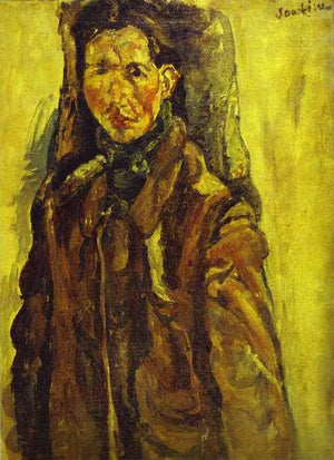 Self Portrait by Curtain - Chaim Soutine