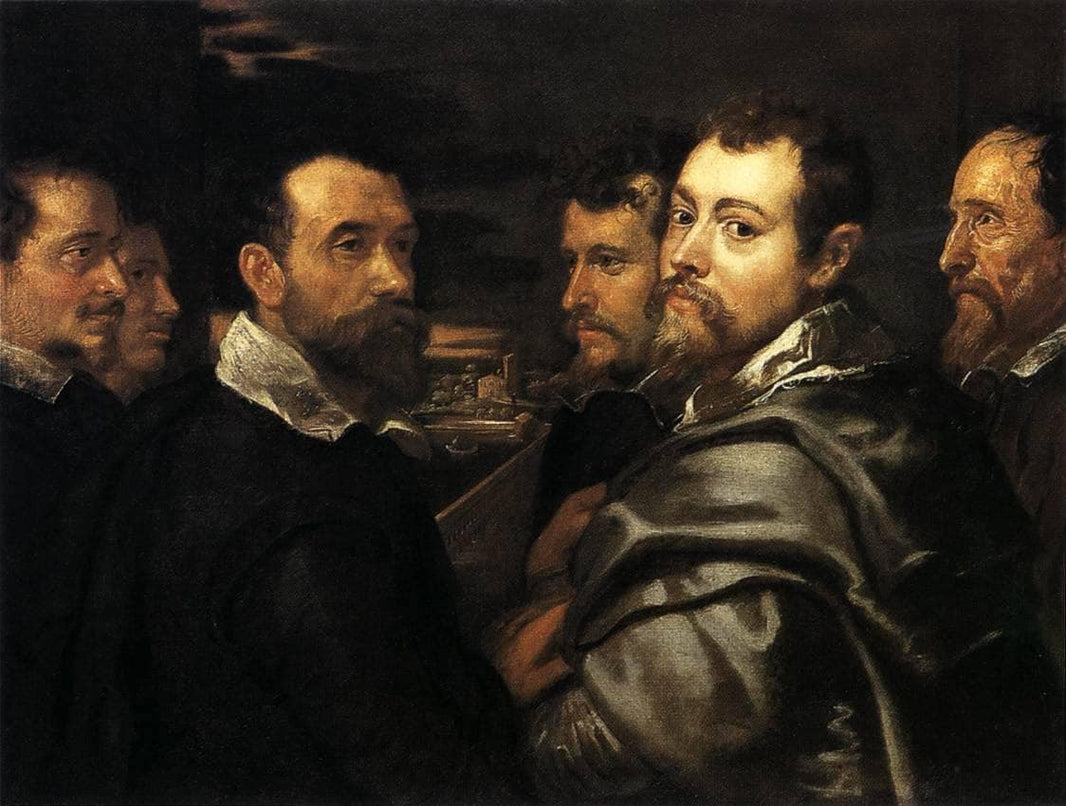 Self-Portrait in a Circle of Friends from Mantua by Peter Paul Rubens — hand-painted portrait oil painting reproduction on canvas