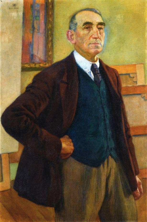 Self Portrait in a Green Waistcoat by Theo van Rysselberghe — hand-painted portrait oil painting reproduction on canvas