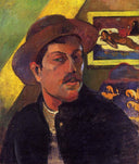 Self Portrait in a Hat by Paul Gauguin — hand-painted portrait oil painting reproduction on canvas
