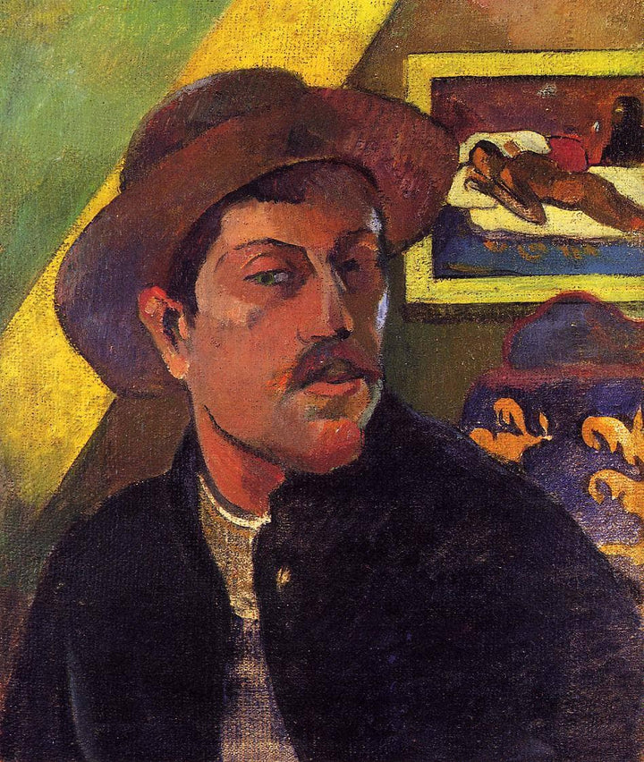 Self Portrait in a Hat by Paul Gauguin — hand-painted portrait oil painting reproduction on canvas
