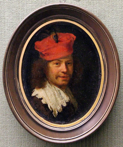 Self-portrait in a Red Beret by Frans van Mieris the Elder — oil painting reproduction