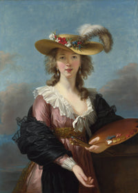 Self-Portrait in a Straw Hat by Louise Elisabeth Vigee Le Brun — hand-painted portrait oil painting reproduction on canvas