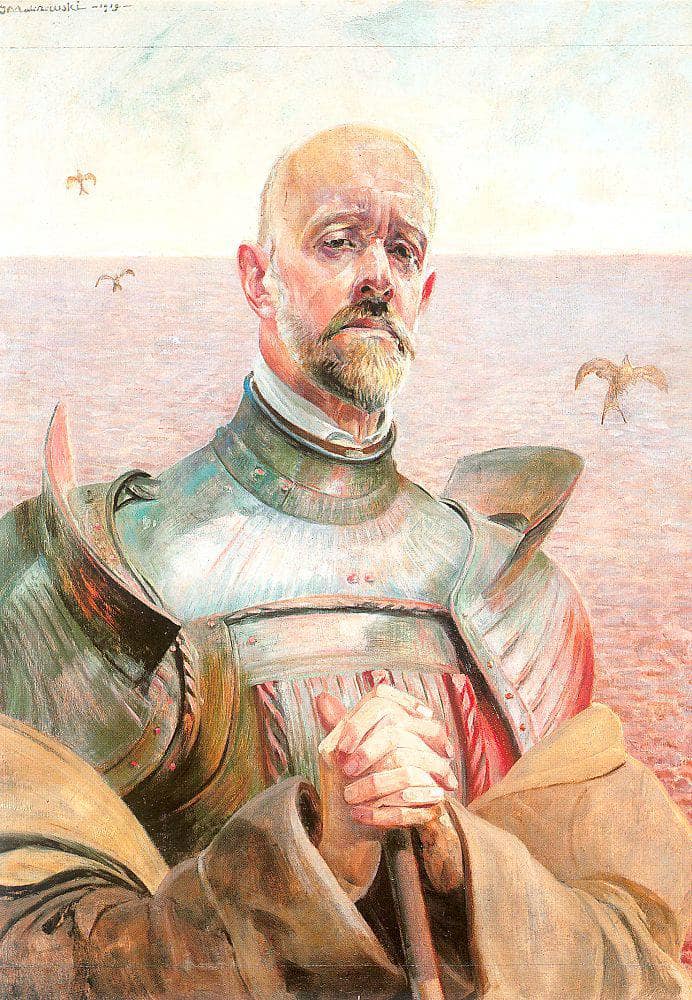 Self-portrait in an armour by Jacek Malczewski — hand-painted portrait oil painting reproduction on canvas