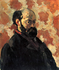 Self-portrait in front of pink background by Paul Cezanne — hand-painted portrait oil painting reproduction on canvas