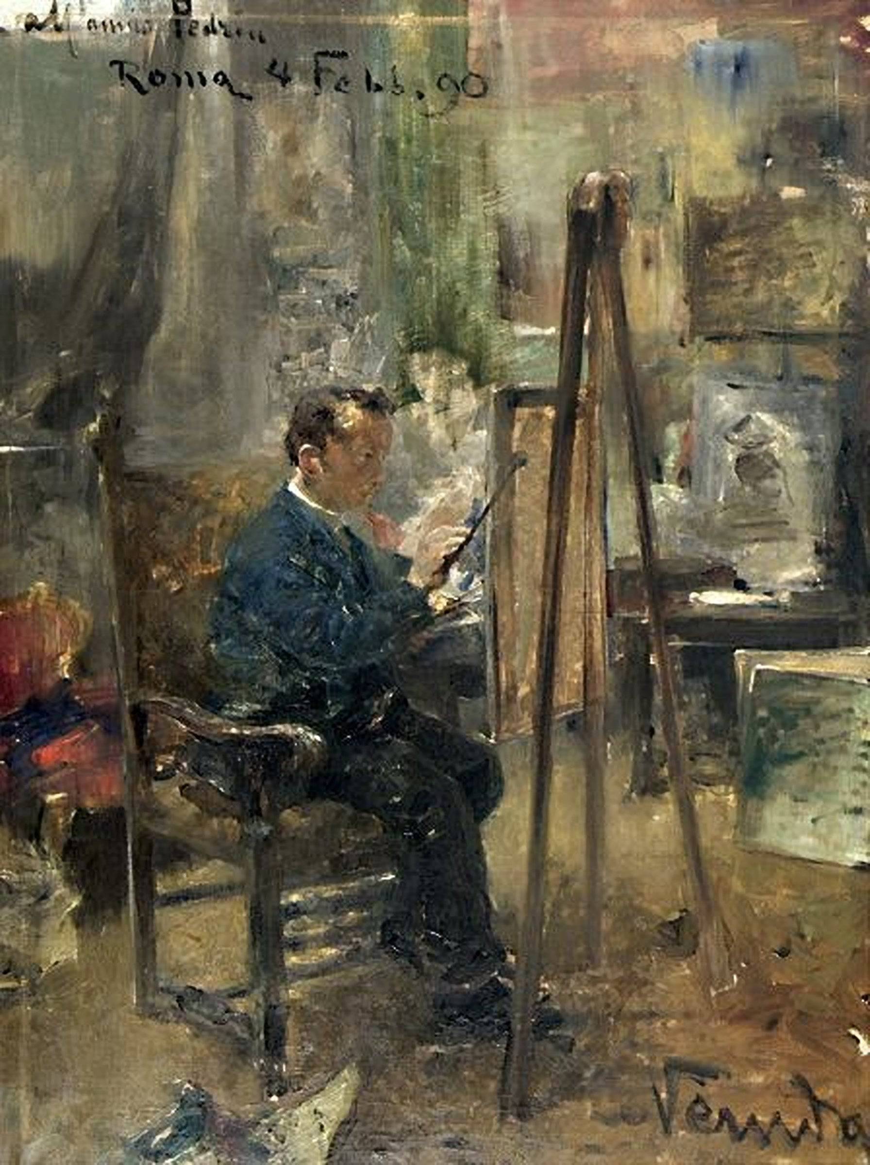 Self-portrait in the studio - Umberto Veruda