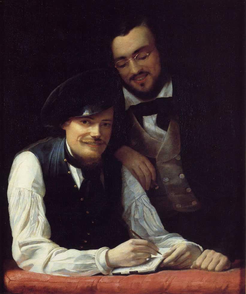 Self-Portrait of the Artist with his Brother, Hermann by Franz Xaver Winterhalter — hand-painted portrait oil painting reproduction on canvas