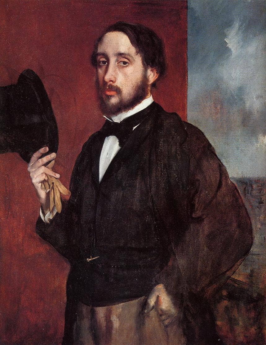 Self Portrait Saluting by Edgar Degas — hand-painted portrait oil painting reproduction on canvas