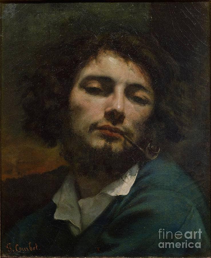 Self-Portrait (The Man with a Pipe) by Gustave Courbet — hand-painted portrait oil painting reproduction on canvas