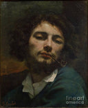 Self-Portrait (The Man with a Pipe) by Gustave Courbet — male oil painting wall art, Romanticism