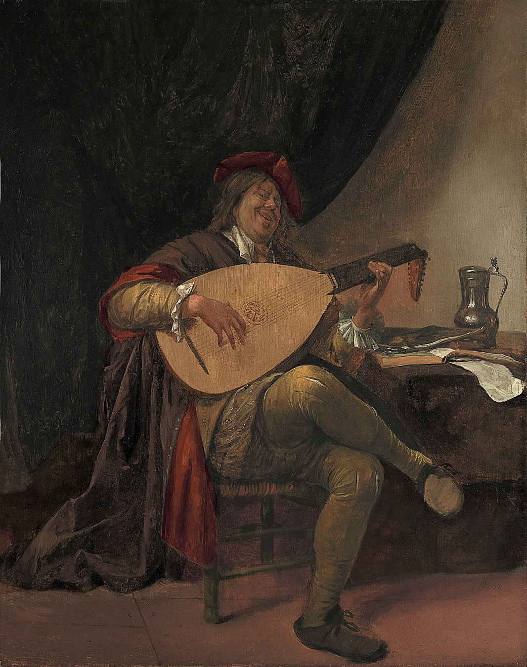 Self-portrait with a lute by Jan Steen — hand-painted portrait oil painting reproduction on canvas