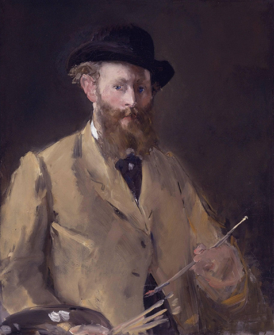 Self Portrait with a Palette by Edouard Manet — hand-painted portrait oil painting reproduction on canvas