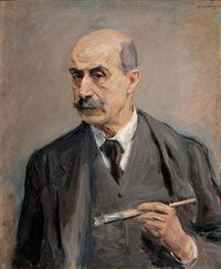 Self-Portrait with Brush by Max Liebermann — hand-painted portrait oil painting reproduction on canvas