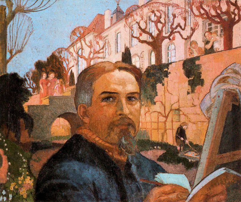 Self-Portrait with his Family in Front of Their House - Maurice Denis