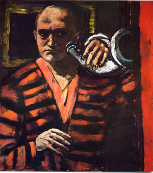 Self-Portrait with Horn - Max Beckmann