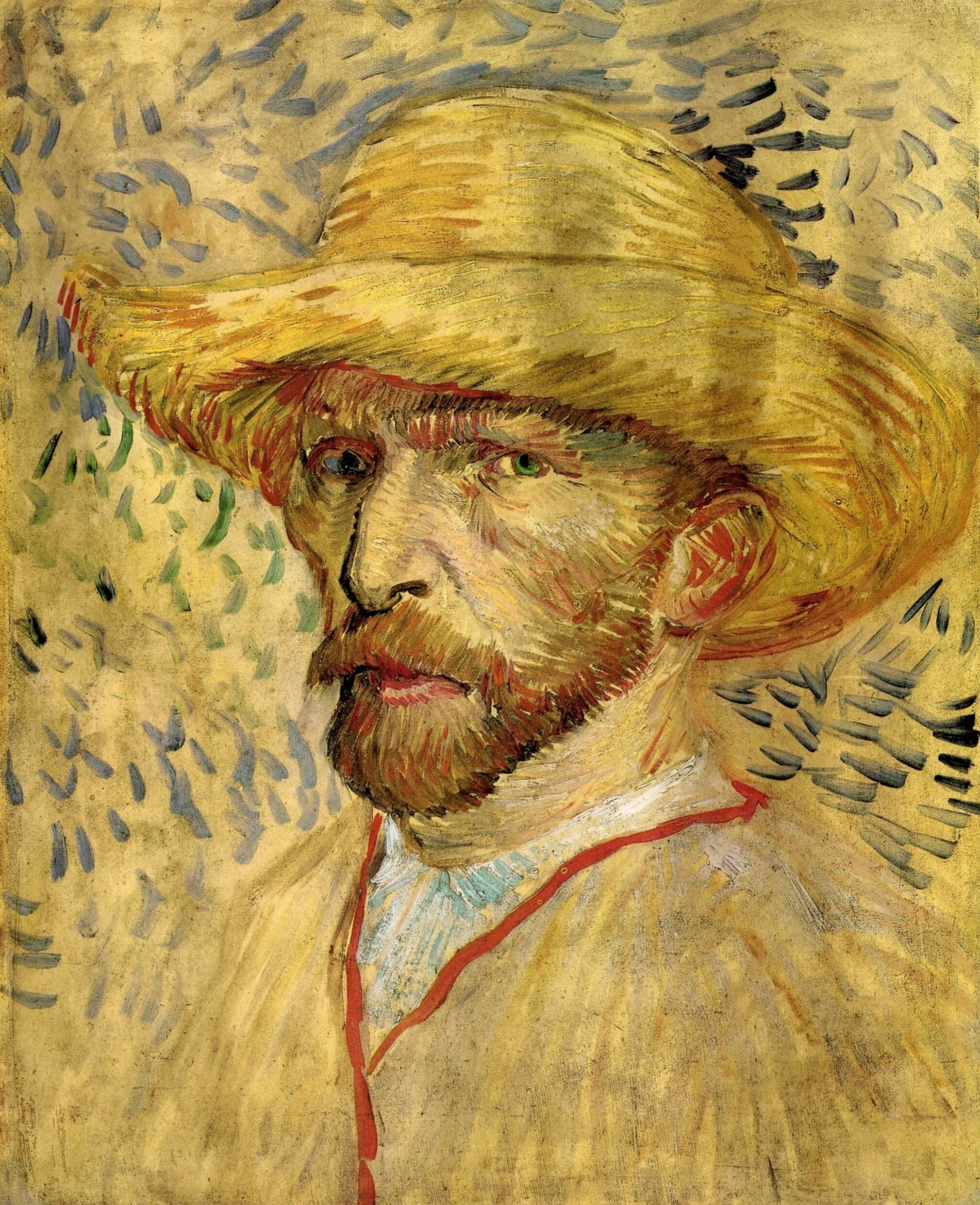 Self-Portrait with Straw Hat - Vincent van Gogh