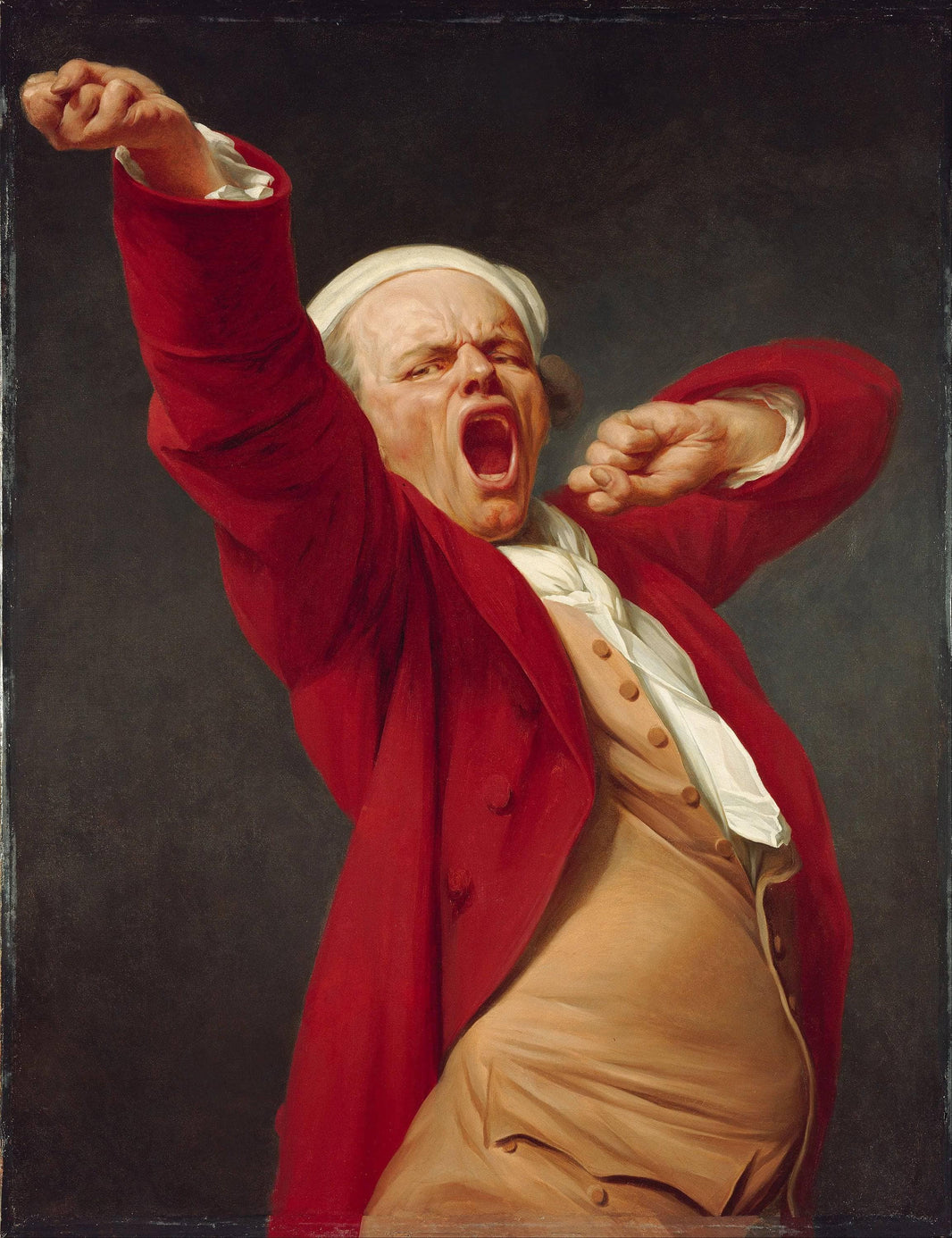 Self-portrait, yawning by Joseph Ducreux — hand-painted portrait oil painting reproduction on canvas