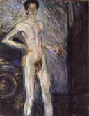Self-Portrait with Palette (Nude in a full figure) by Richard Gerstl — hand-painted nude oil painting reproduction on canvas