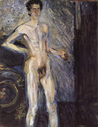 Self-Portrait with Palette (Nude in a full figure) by Richard Gerstl — hand-painted nude oil painting reproduction on canvas