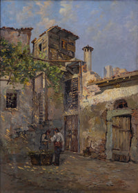 Seller on the Street by Sevket Dag — hand-painted architectural oil painting reproduction on canvas