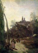 Semur, the Path from the Church by Camille Corot — hand-painted botanical oil painting reproduction on canvas