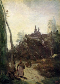 Semur, the Path from the Church by Camille Corot — hand-painted botanical oil painting reproduction on canvas