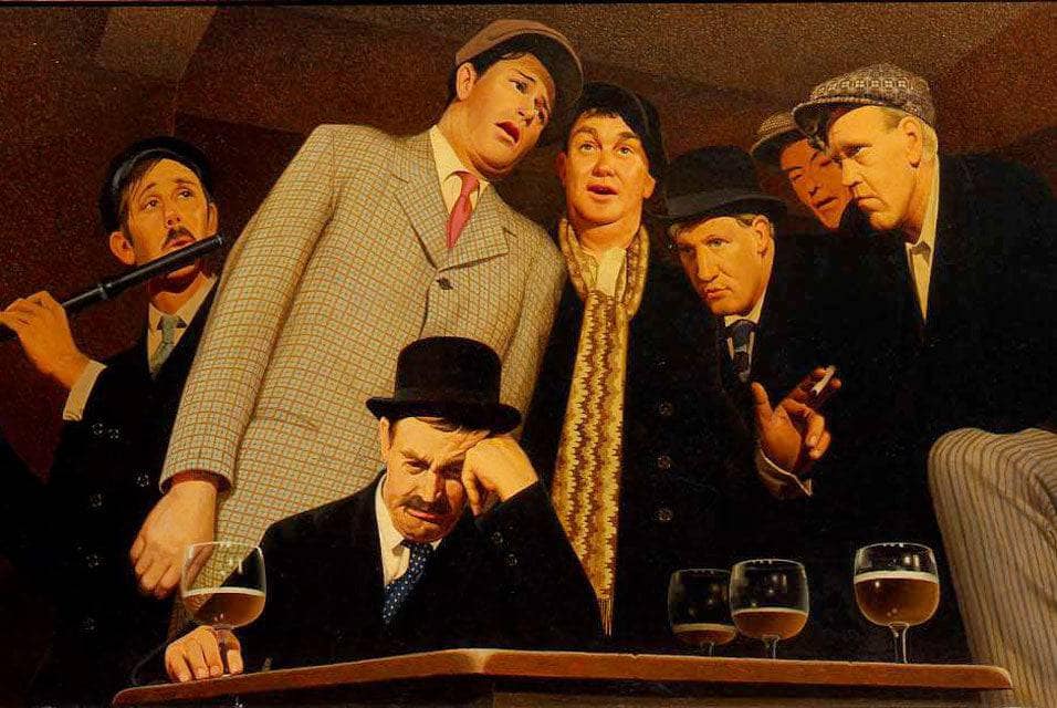 The Sentimental Folk Song by Grant Wood — hand-painted portrait oil painting reproduction on canvas