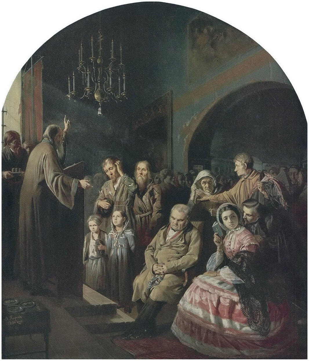 Sermon in a Village by Vasily Perov — hand-painted portrait oil painting reproduction on canvas