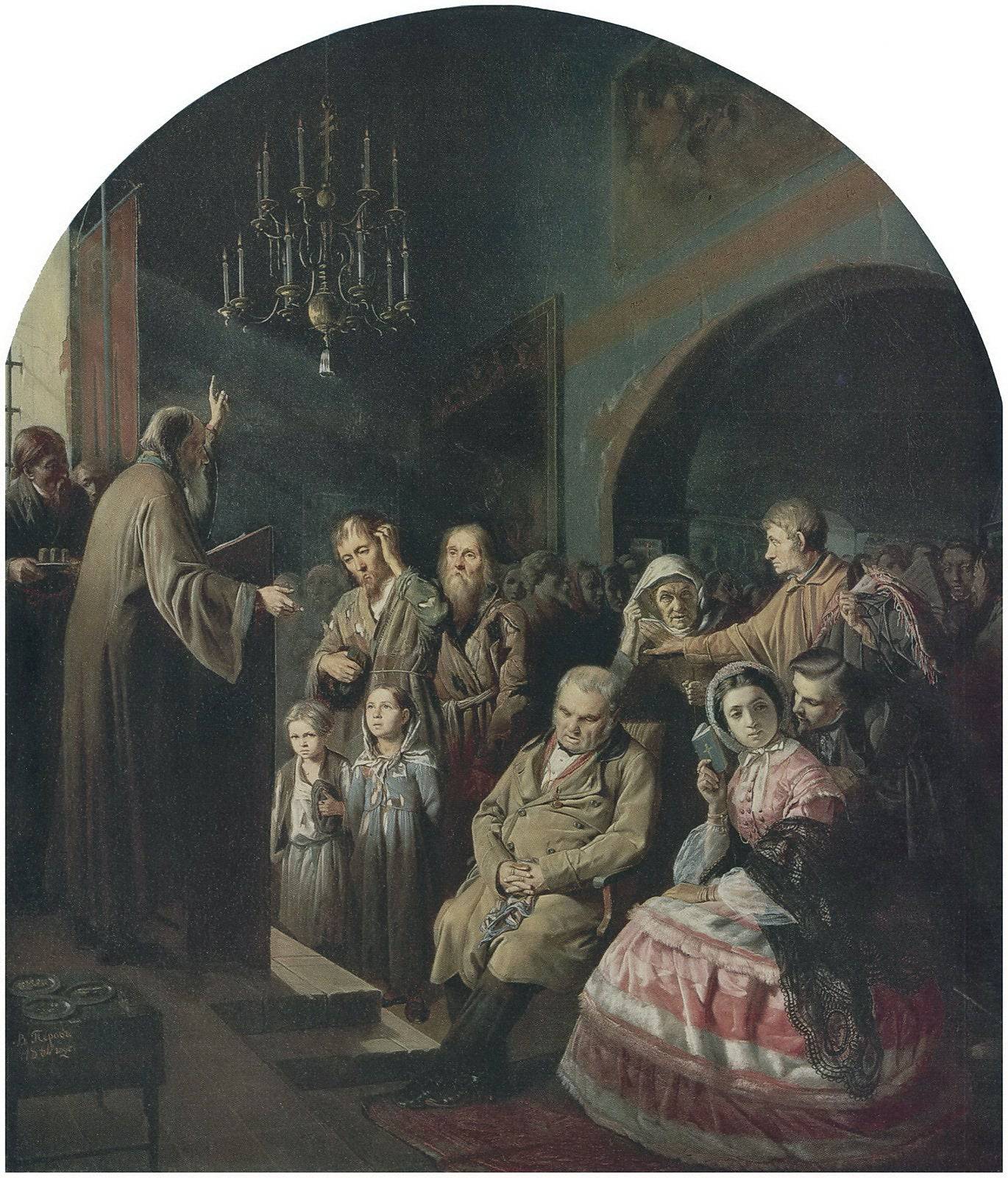 Sermon in a Village - Vasily Perov