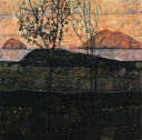 Setting Sun by Egon Schiele — hand-painted botanical oil painting reproduction on canvas