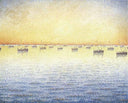 Setting Sun. Sardine Fishing. Adagio by Paul Signac — ships oil painting wall art, Pointillism