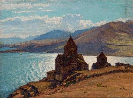 Sevan by Panos Terlemezian — hand-painted landscape oil painting reproduction on canvas