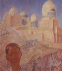Shah-i-Zinda by Kuzma Petrov-Vodkin — male oil painting wall art, Symbolism