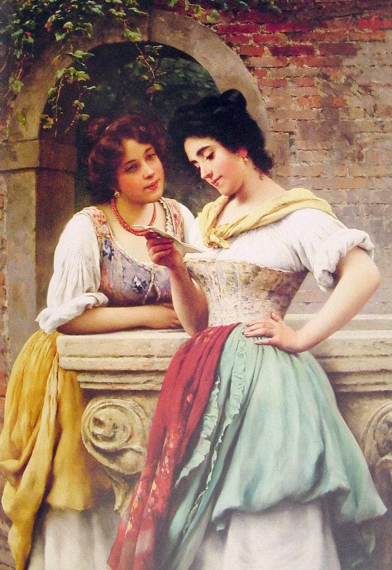 Shared Correspondance by Eugene de Blaas — hand-painted cultural oil painting reproduction on canvas