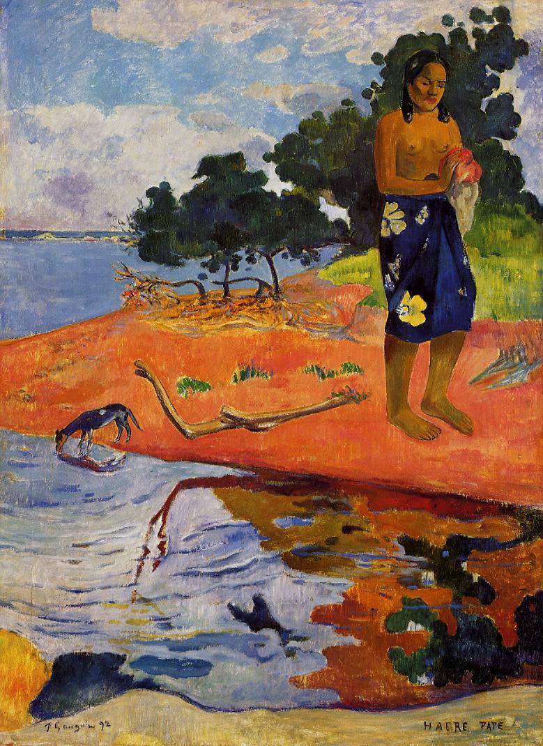 She goes down to the fresh water (Haere Pape) - Paul Gauguin