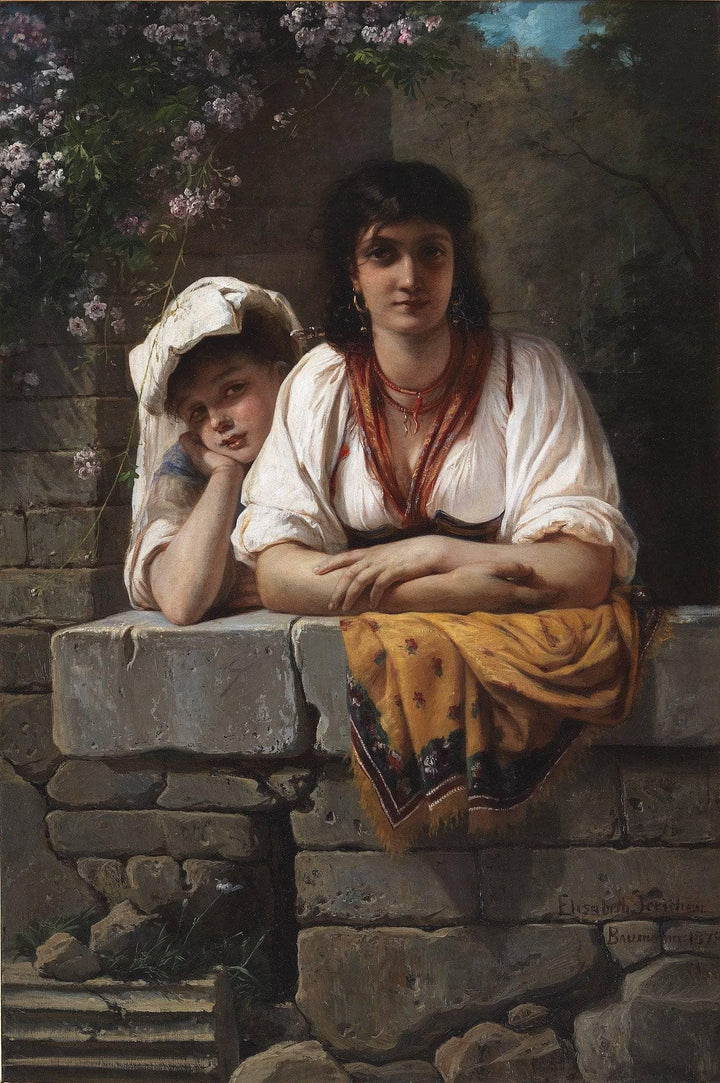 She is waiting for him by Elisabeth Jerichau-Baumann — hand-painted portrait oil painting reproduction on canvas