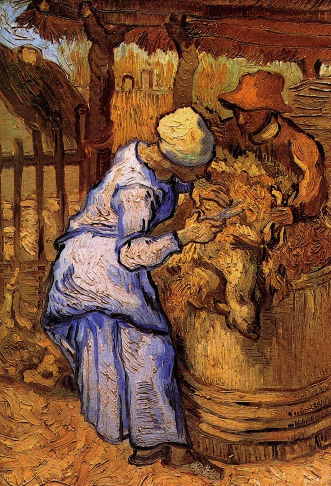 Sheep-Shearers, The after Millet by Vincent van Gogh — hand-painted animal oil painting reproduction on canvas