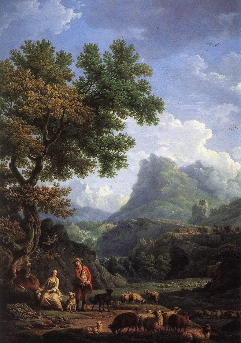 Shepherd in the Alps by Claude-Joseph Vernet — hand-painted botanical oil painting reproduction on canvas