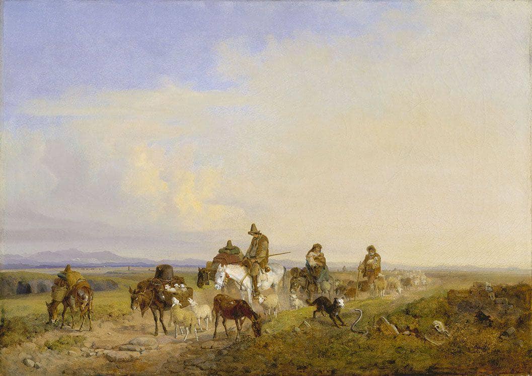 Shepherd in The Roman Campagna by Heinrich Bürkel — hand-painted landscape oil painting reproduction on canvas