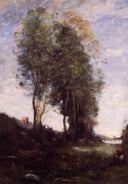 Shepherd Resting by Camille Corot — rural oil painting wall art, Realism