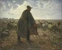 Shepherd Tending His Flock by Jean-Francois Millet — hand-painted animal oil painting reproduction on canvas