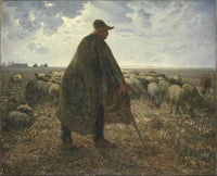 Shepherd Tending His Flock by Jean-Francois Millet — hand-painted animal oil painting reproduction on canvas