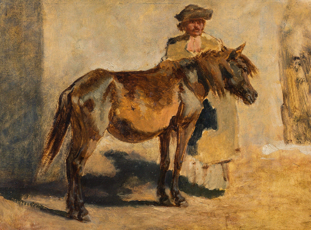 Shepherd with a Horse by August von Pettenkofen — hand-painted animal oil painting reproduction on canvas