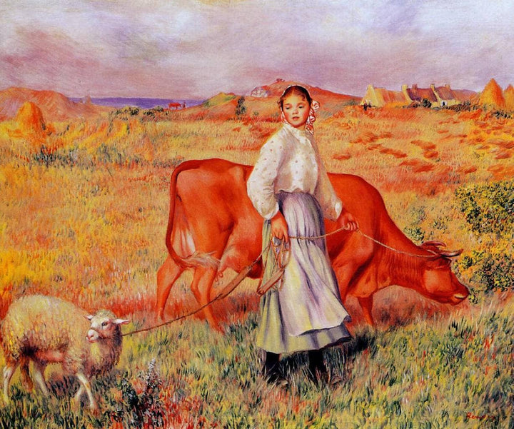 Shepherdess by Pierre-Auguste Renoir — hand-painted animal oil painting reproduction on canvas