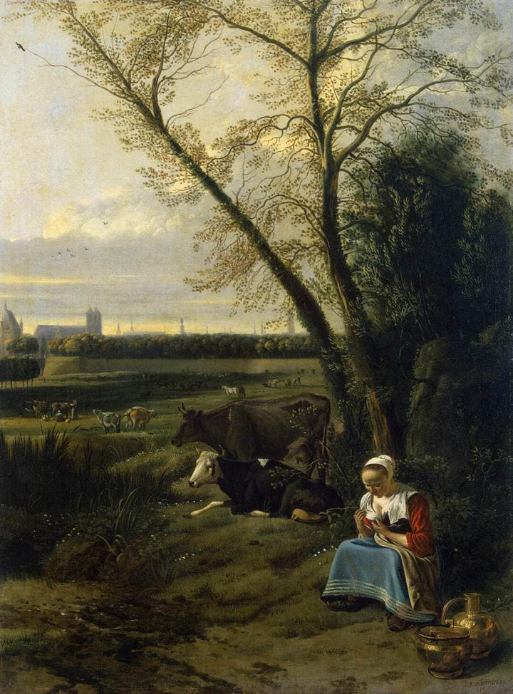 Shepherdess by Jan Siberechts — hand-painted animal oil painting reproduction on canvas