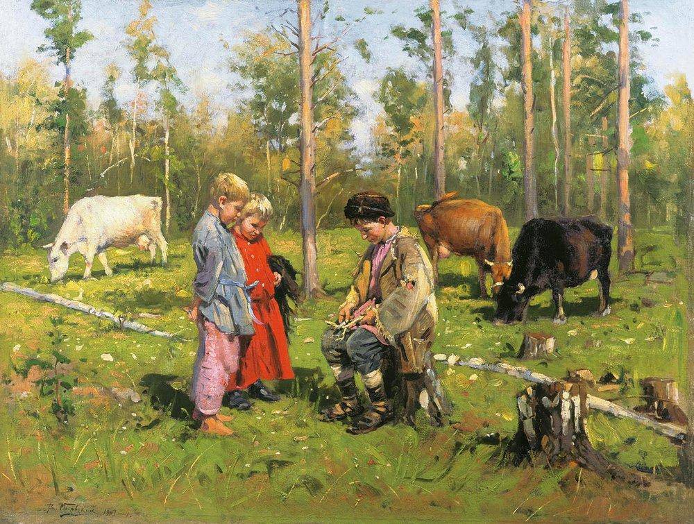 Shepherds by Vladimir Makovsky — hand-painted animal oil painting reproduction on canvas