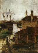 Ship and Dock, Venice by John Henry Twachtman — hand-painted landscape oil painting reproduction on canvas