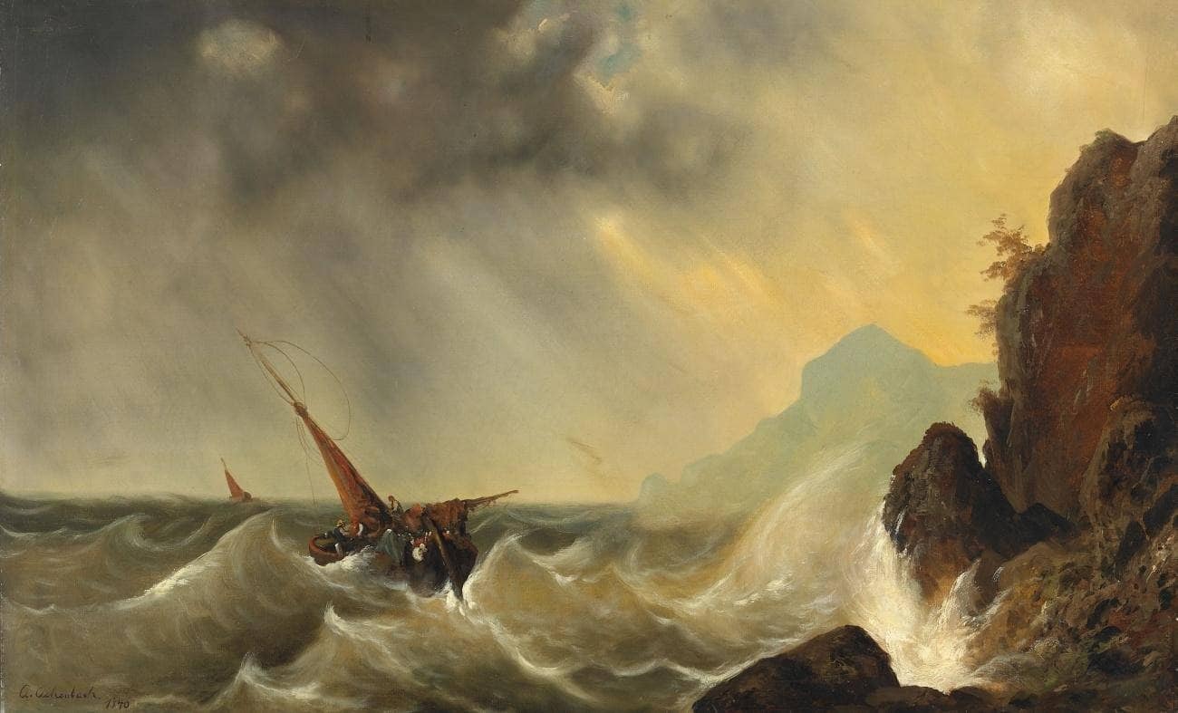 Ship in stormy seas