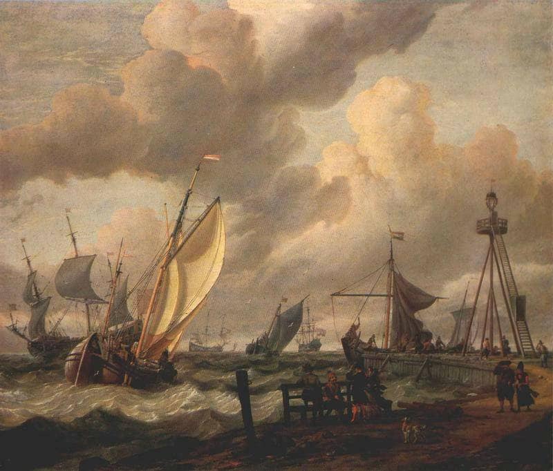 Shipping by Abraham Storck — hand-painted nautical oil painting reproduction on canvas