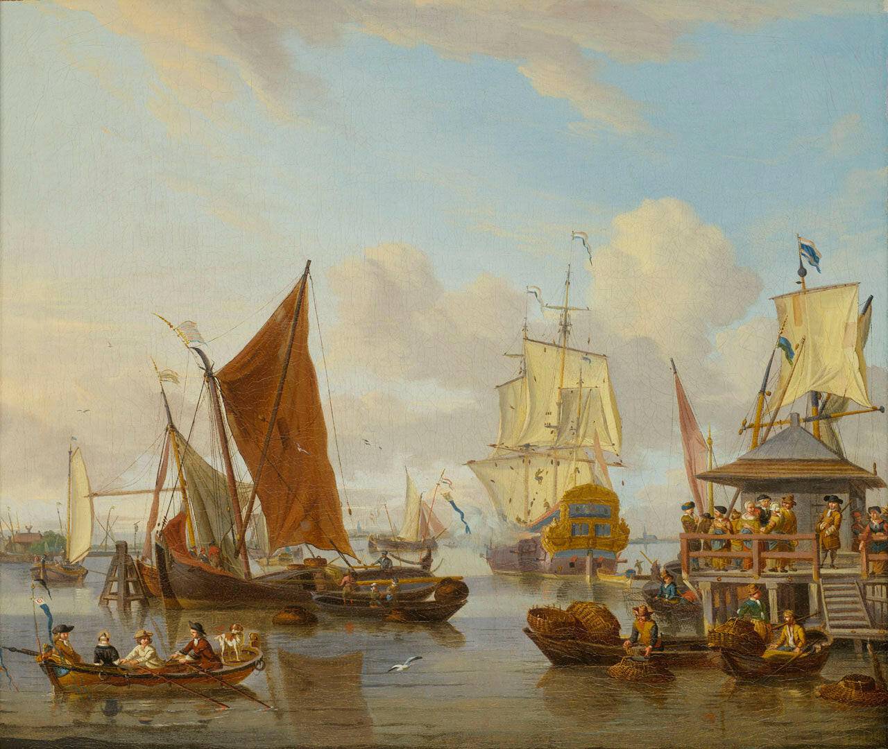 Shipping off Amsterdam - Abraham Storck